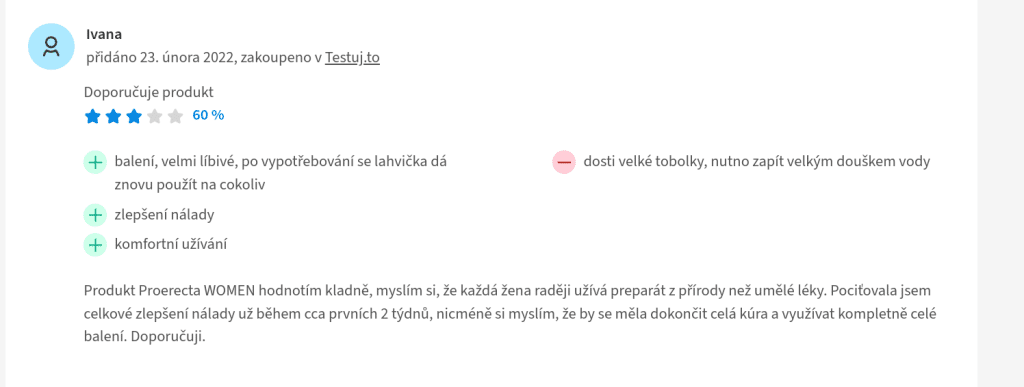 proerecta women recenze